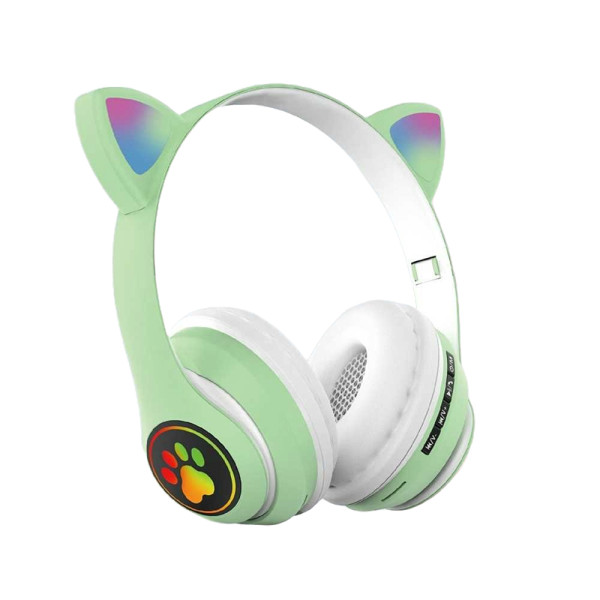 CASQUE BLUETOOTH CAT EAR LED - VERT